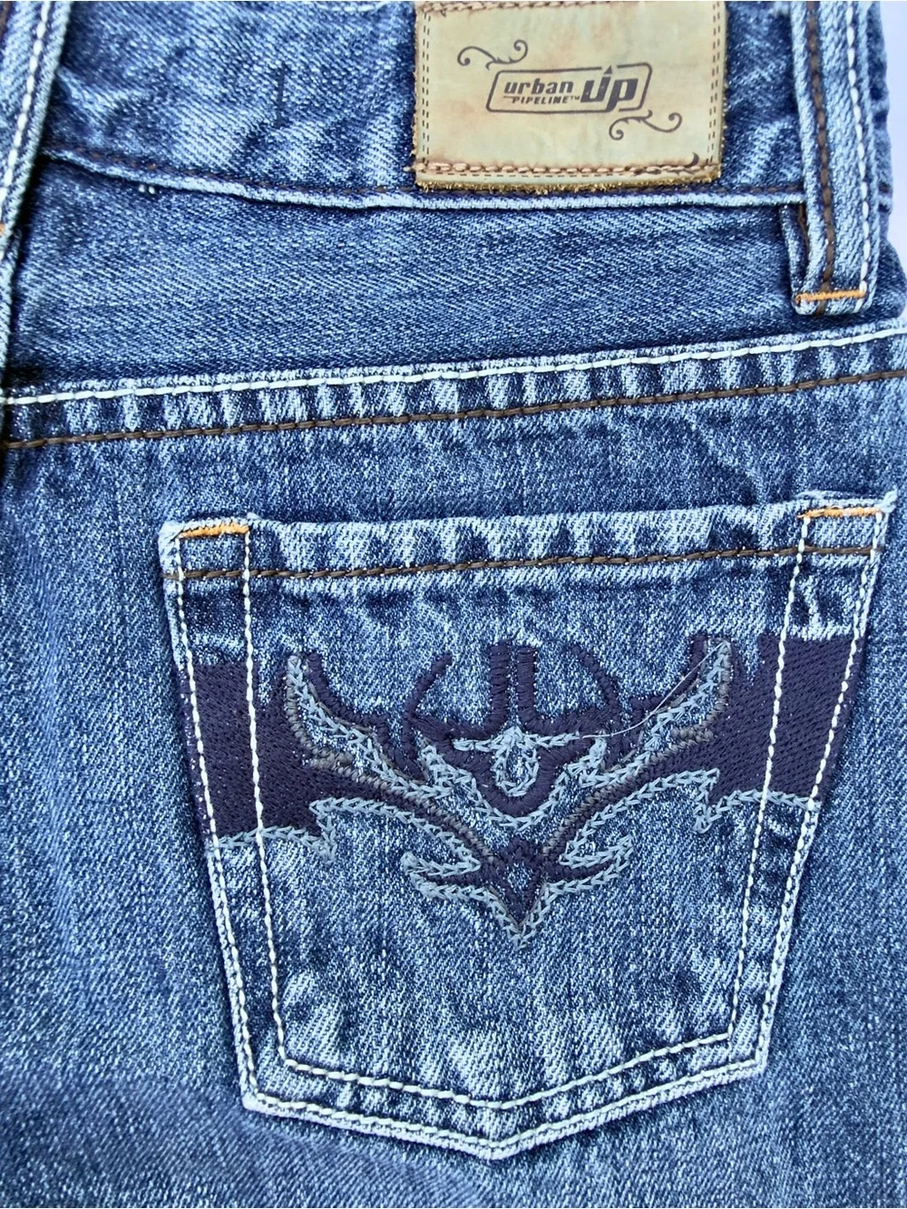 vintage y2k cyber grunge urban pipeline bootcut jeans with embroidered bat desig